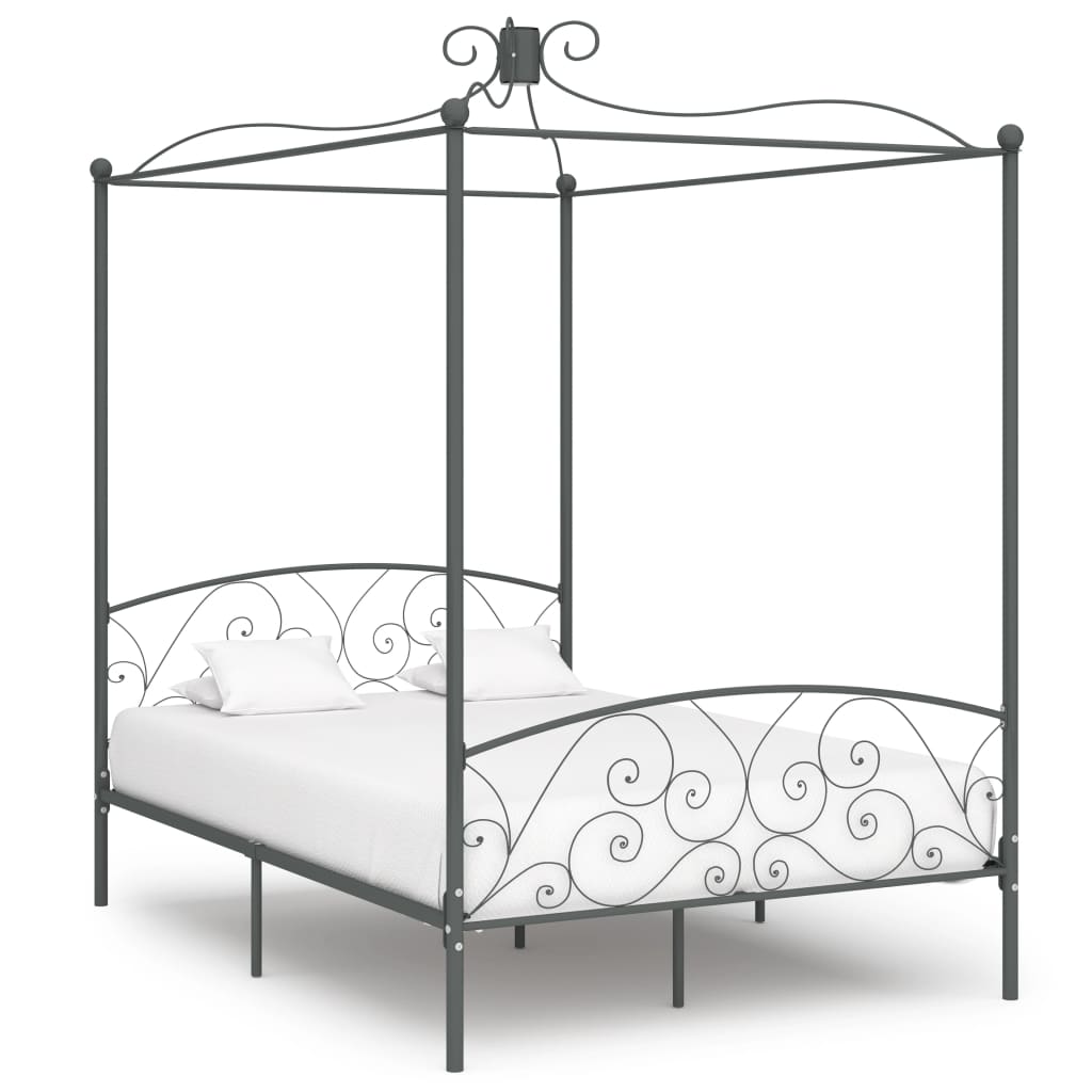 vidaXL Estrutura de cama com dossel metal branco 90x200 cm