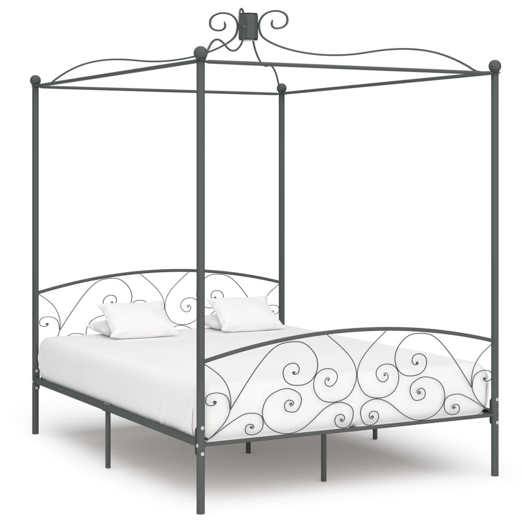 vidaXL Estrutura de cama com dossel metal branco 90x200 cm