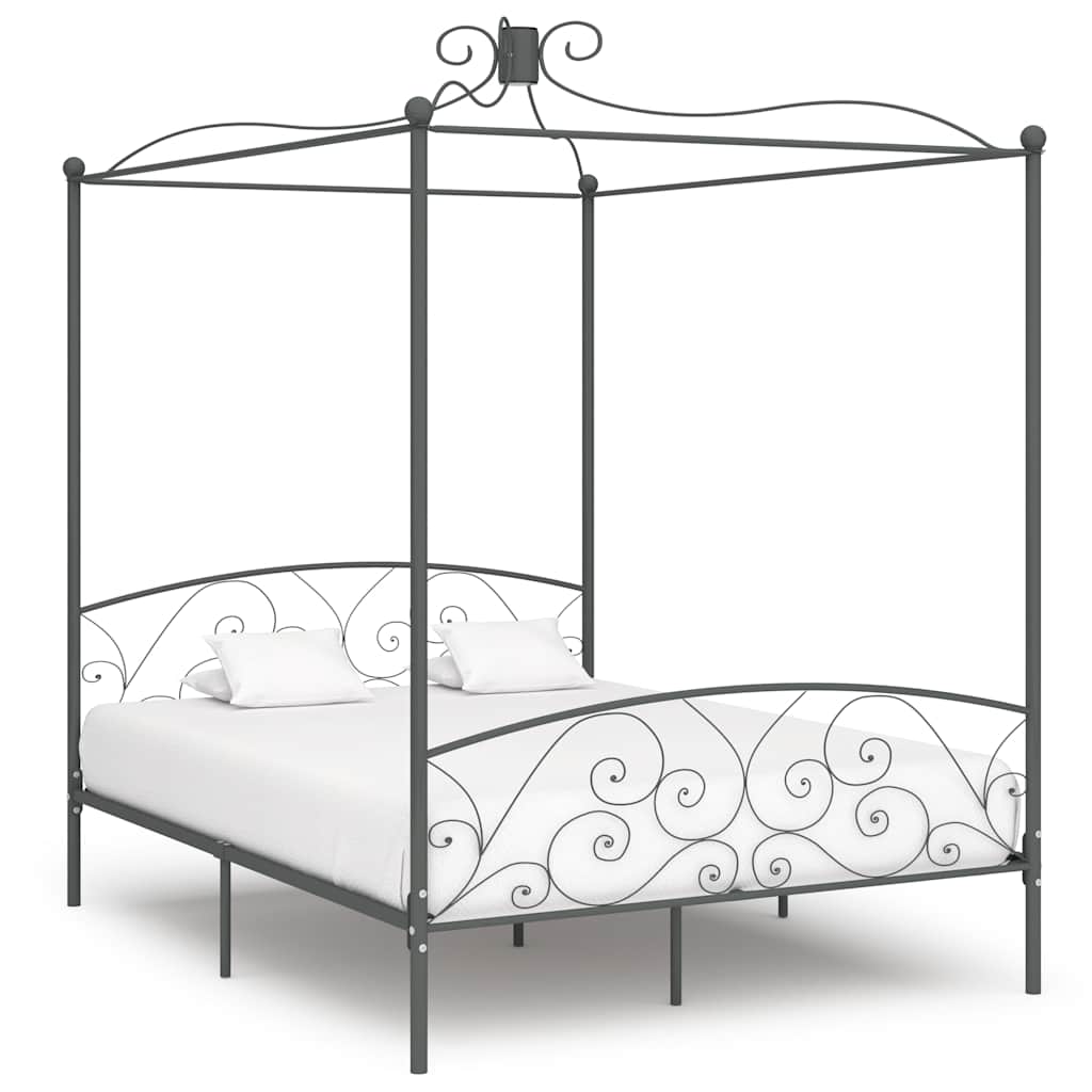 vidaXL Estrutura de cama com dossel metal branco 90x200 cm