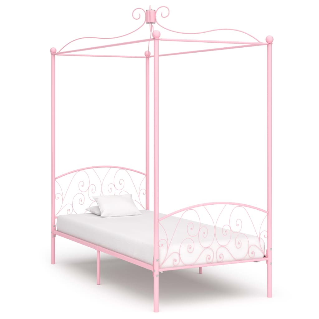 vidaXL Estrutura de cama com dossel metal branco 90x200 cm