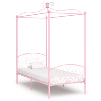 vidaXL Estrutura de cama com dossel metal branco 90x200 cm