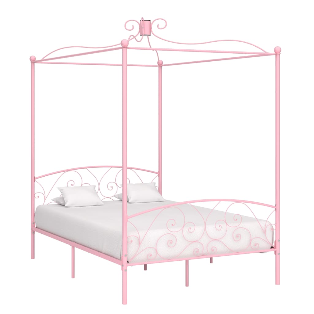 vidaXL Estrutura de cama com dossel metal branco 90x200 cm