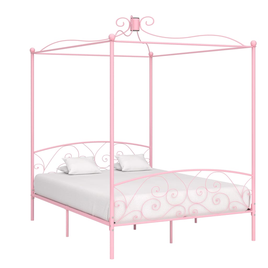 vidaXL Estrutura de cama com dossel metal branco 90x200 cm