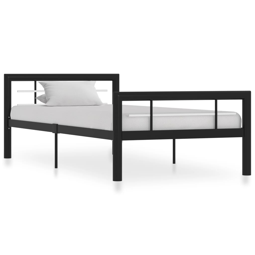 vidaXL Estrutura de cama 90x200 cm metal branco e preto