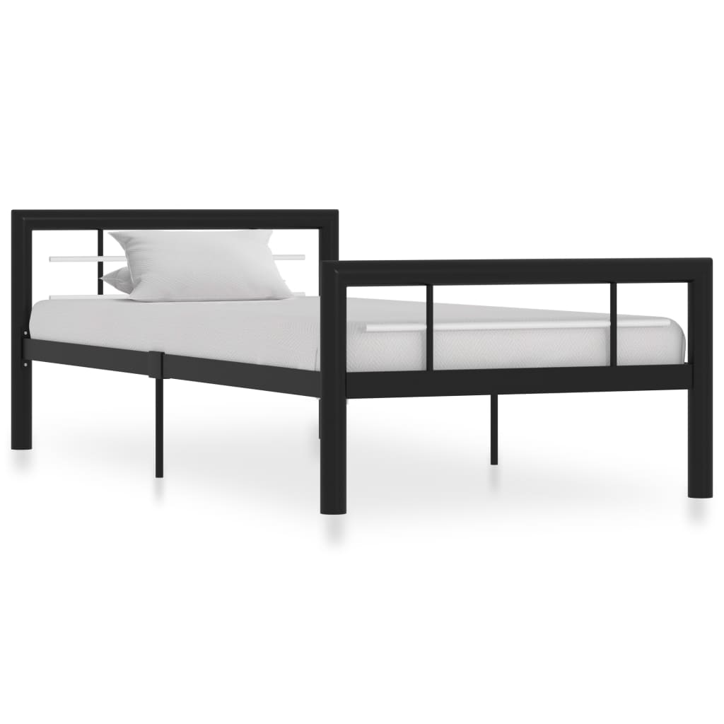 vidaXL Estrutura de cama 90x200 cm metal branco e preto