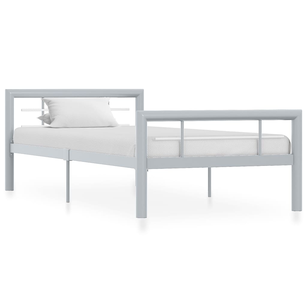 vidaXL Estrutura de cama 90x200 cm metal branco e preto