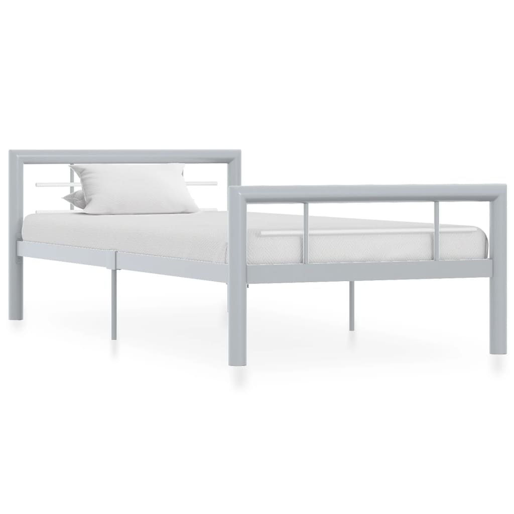 vidaXL Estrutura de cama 90x200 cm metal branco e preto