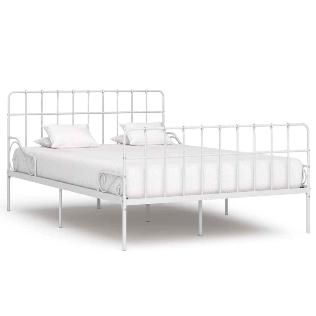 vidaXL Estrutura de cama com estrado de ripas 90x200 cm metal branco