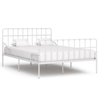 vidaXL Estrutura de cama com estrado de ripas 90x200 cm metal branco
