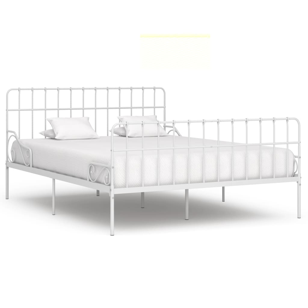 vidaXL Estrutura de cama com estrado de ripas 90x200 cm metal branco