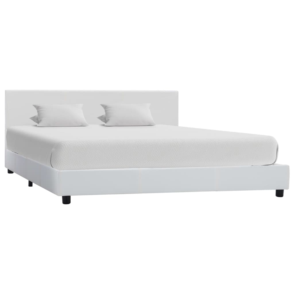 vidaXL Estrutura de cama 90x200 cm couro artificial branco