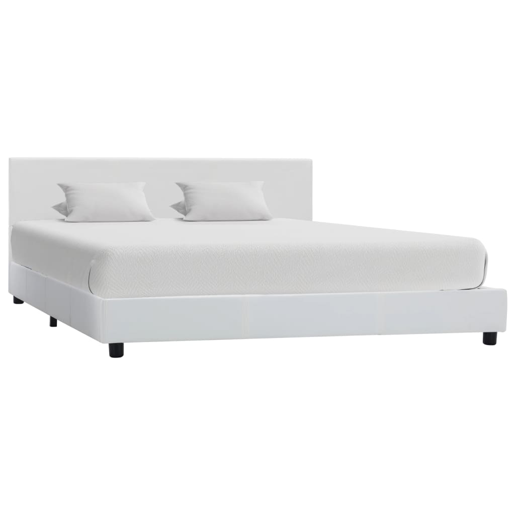 vidaXL Estrutura de cama 90x200 cm couro artificial branco