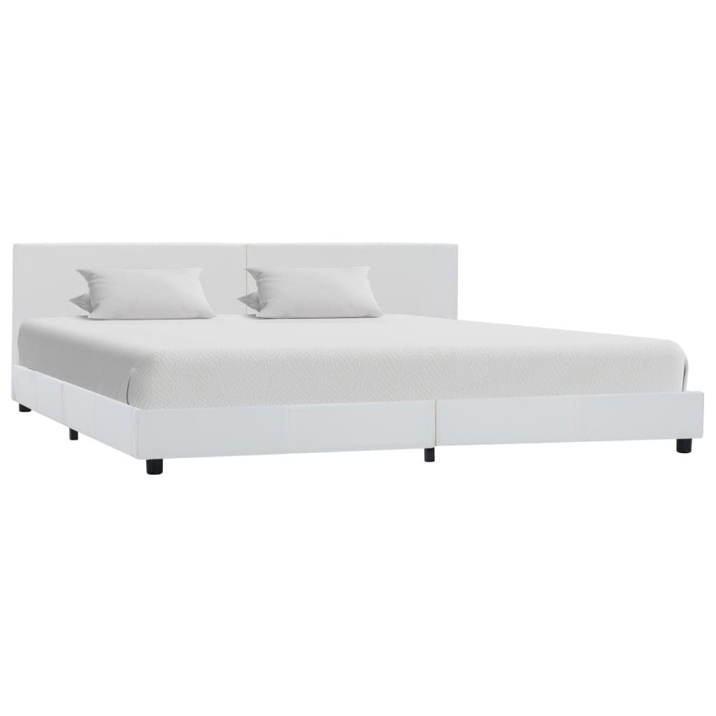 vidaXL Estrutura de cama 90x200 cm couro artificial branco