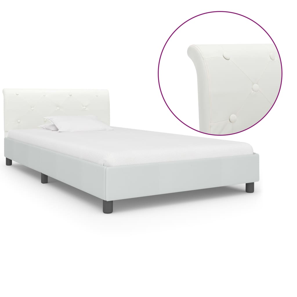 vidaXL Estrutura de cama 90x200 cm couro artificial branco