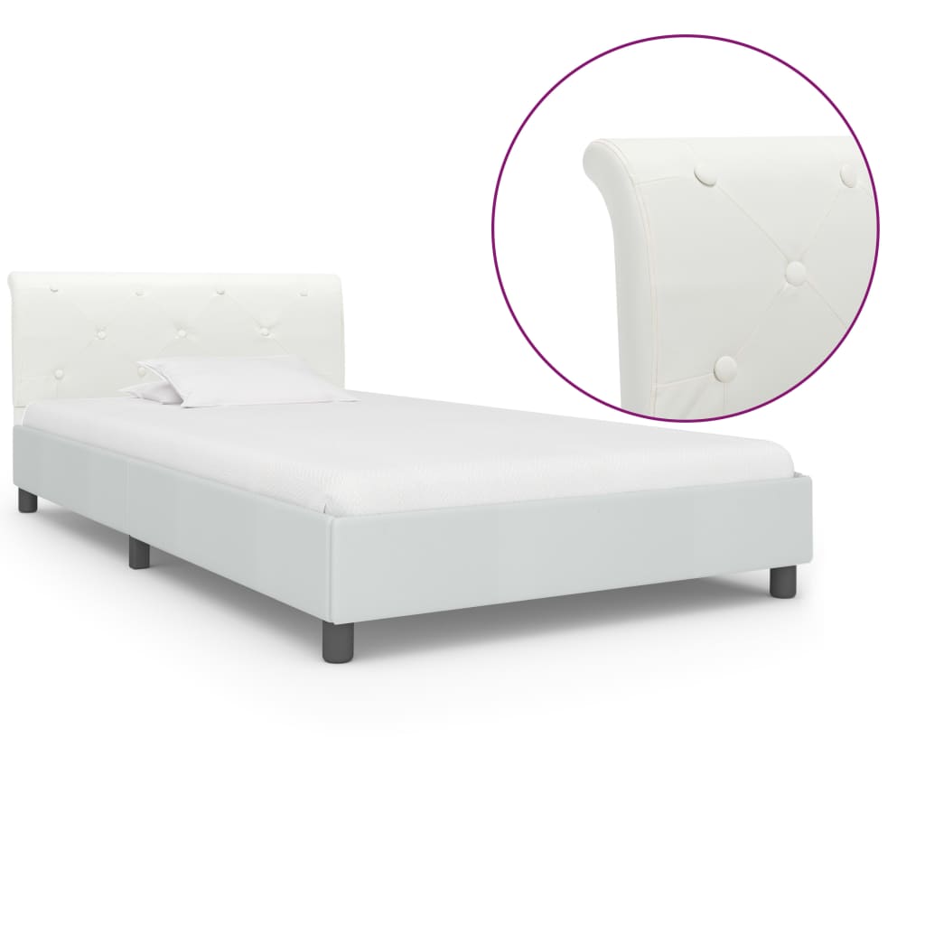 vidaXL Estrutura de cama 90x200 cm couro artificial branco