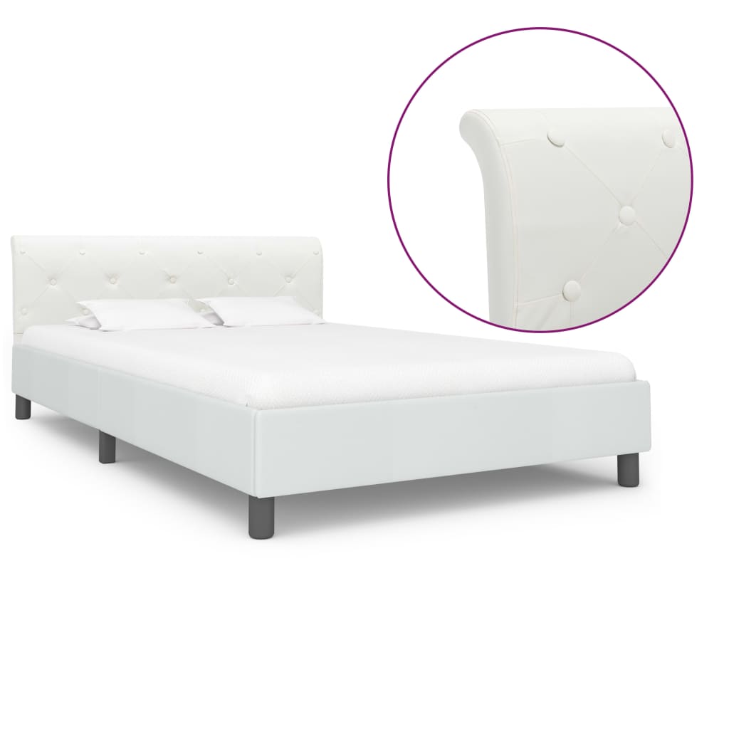 vidaXL Estrutura de cama 90x200 cm couro artificial branco