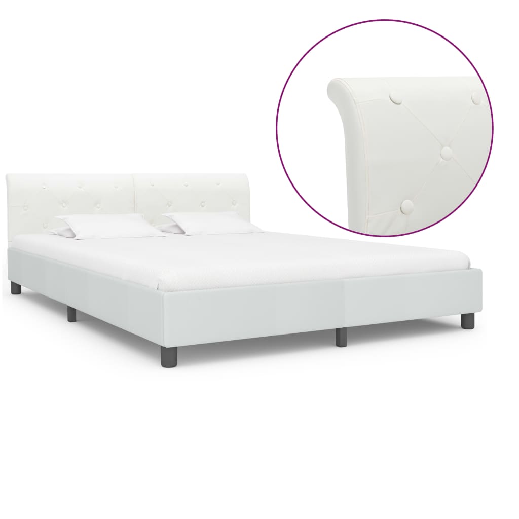 vidaXL Estrutura de cama 90x200 cm couro artificial branco