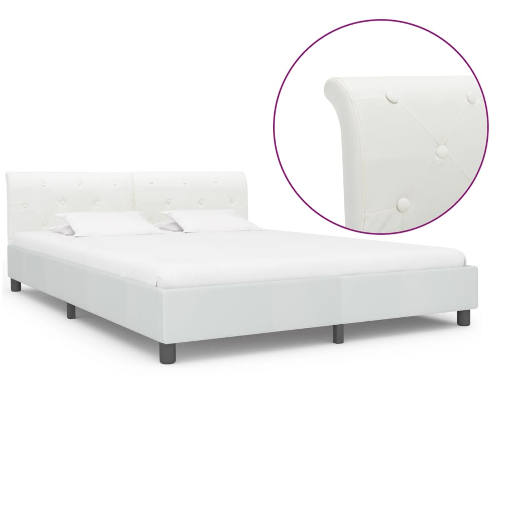 vidaXL Estrutura de cama 90x200 cm couro artificial branco
