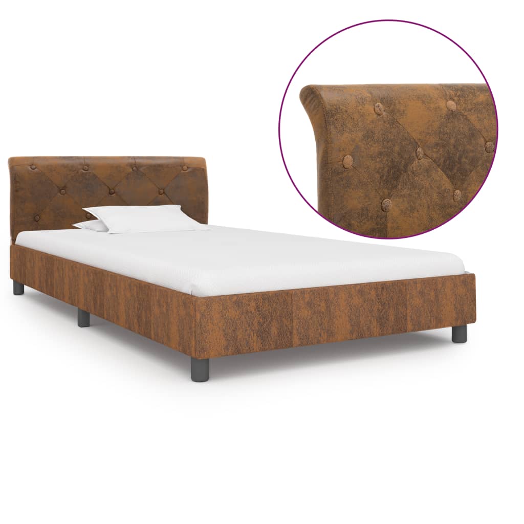 vidaXL Estrutura de cama 90x200 cm couro artificial branco