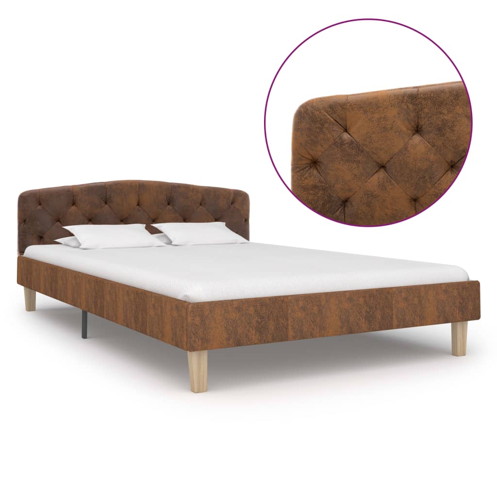 vidaXL Estrutura de cama 90x200 cm camurça artificial castanho