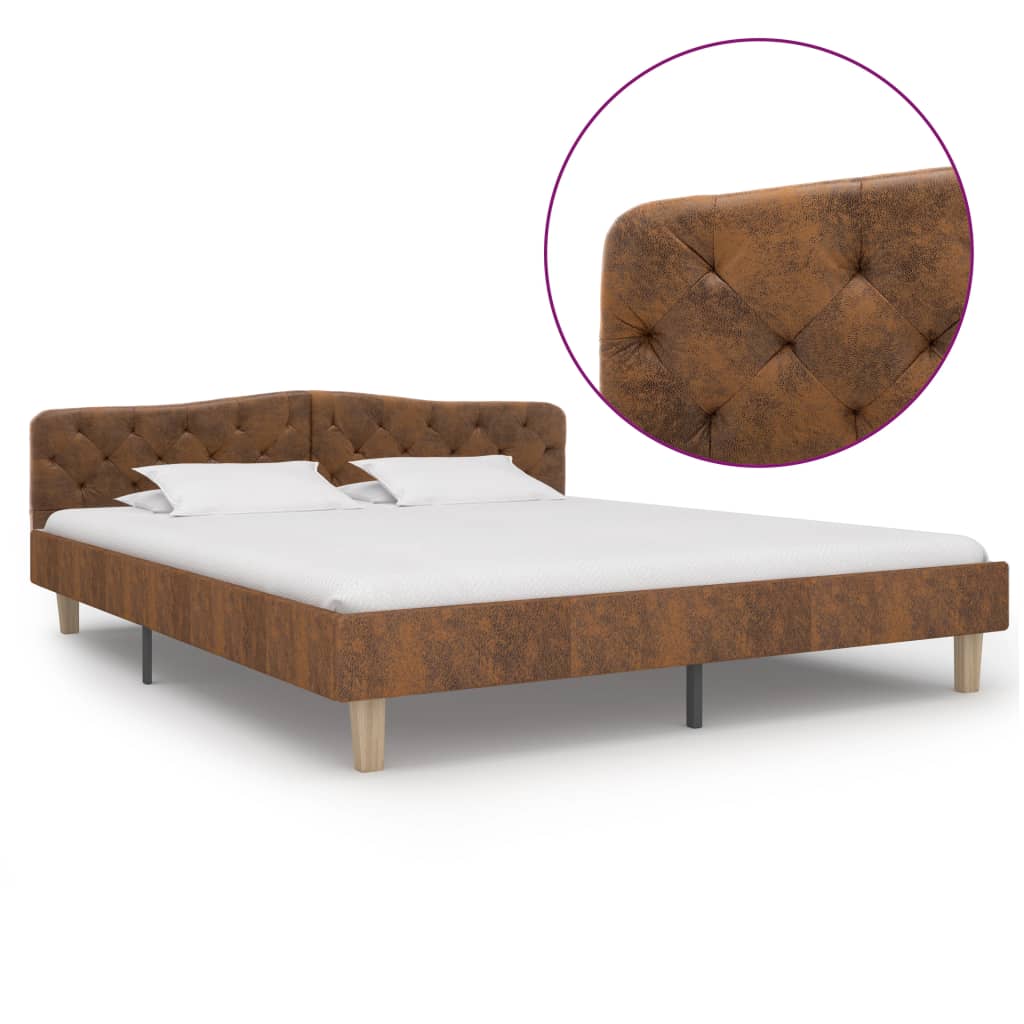 vidaXL Estrutura de cama 90x200 cm camurça artificial castanho