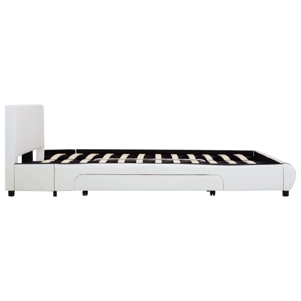 vidaXL Estrutura de cama com gavetas 140x200cm couro artificial branco