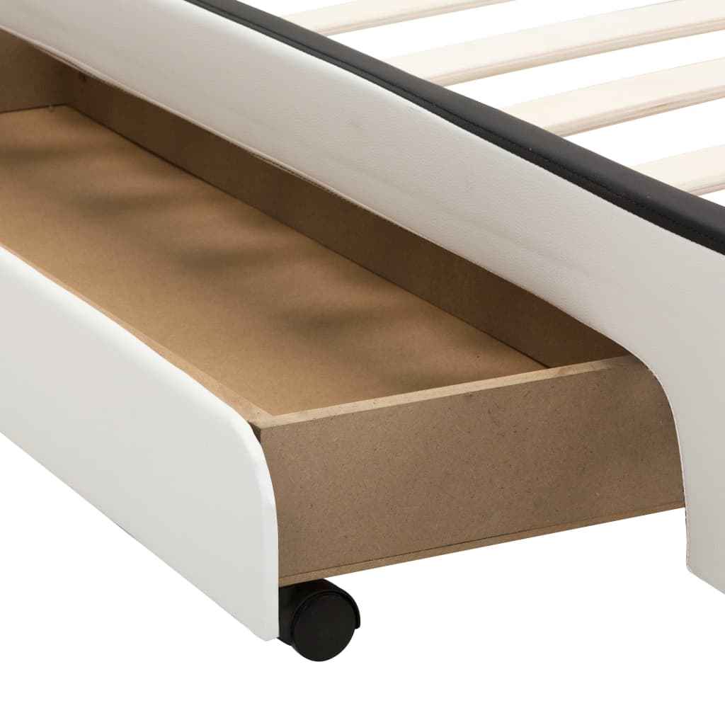 vidaXL Estrutura de cama com gavetas 140x200cm couro artificial branco
