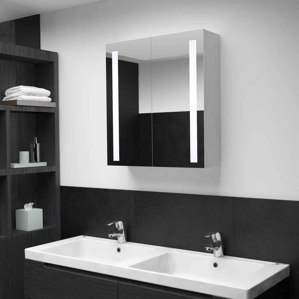 vidaXL Armário espelhado para casa de banho com LED 50x13x70 cm
