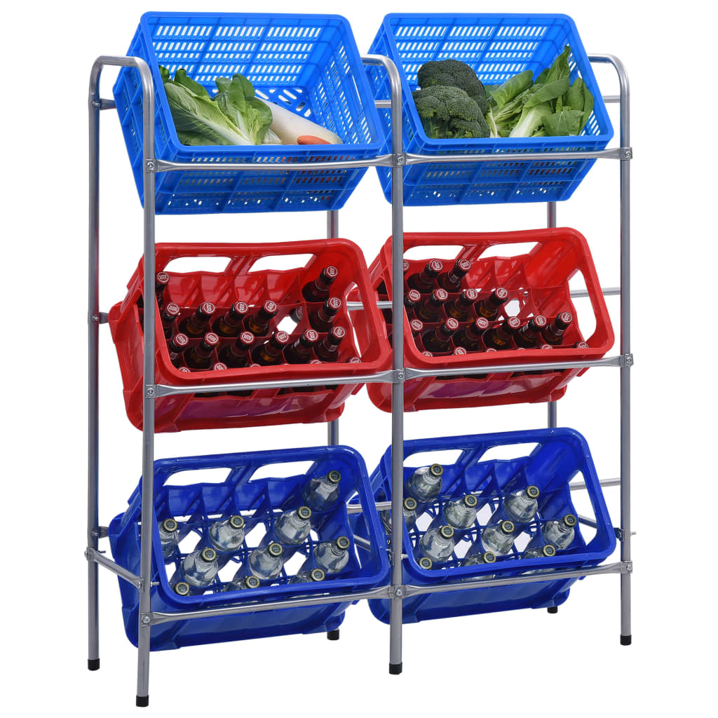 vidaXL Prateleira para 3 caixas 50x33x116 cm aço prateado