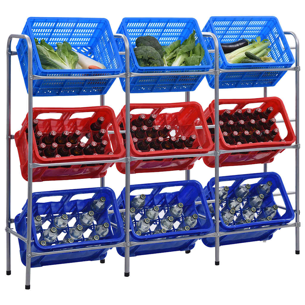 vidaXL Prateleira para 3 caixas 50x33x116 cm aço prateado