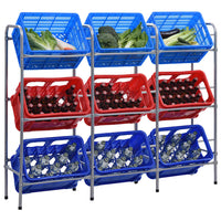 vidaXL Prateleira para 3 caixas 50x33x116 cm aço prateado