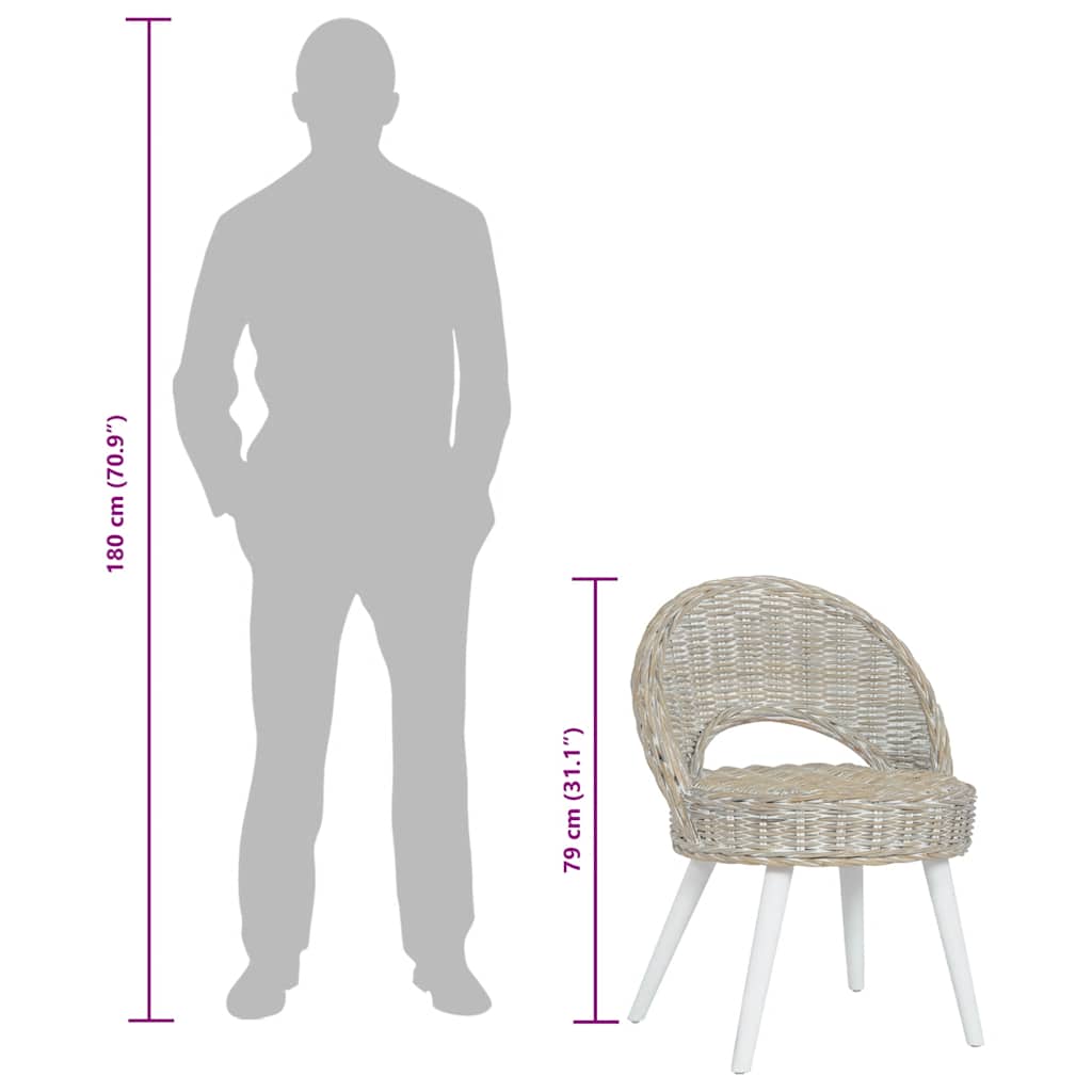 vidaXL Cadeira em vime Kubu branco