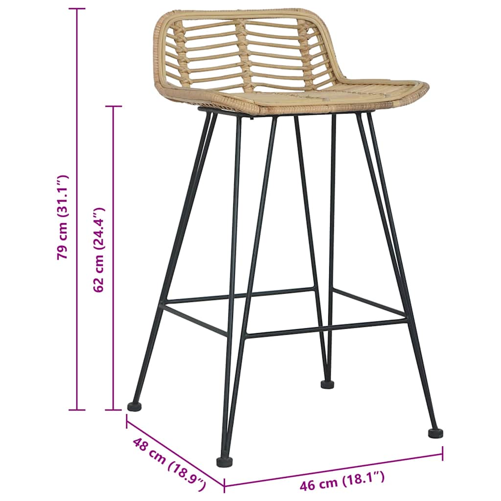 vidaXL Cadeiras de bar 2 pcs vime genuíno