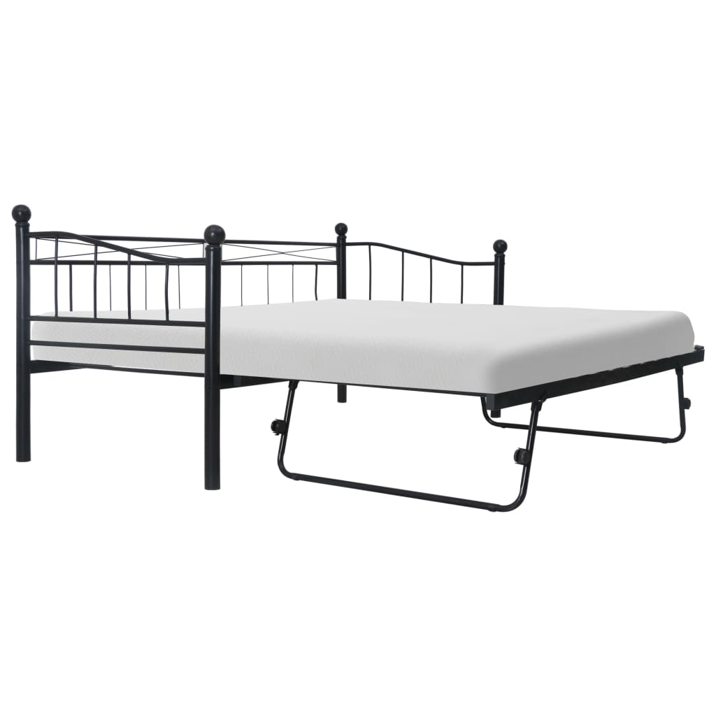 vidaXL Estrutura de cama em aço 180x200/90x200 cm preto