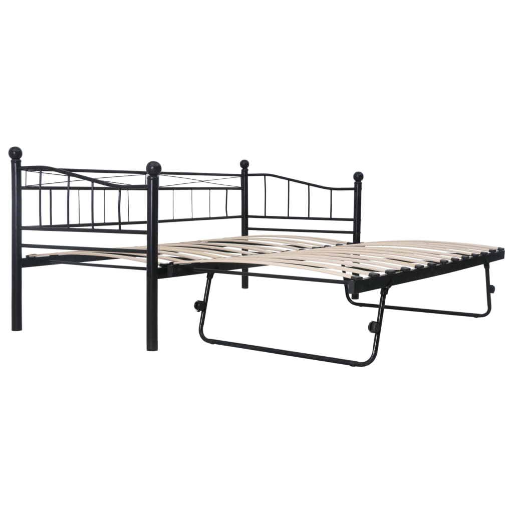 vidaXL Estrutura de cama em aço 180x200/90x200 cm preto