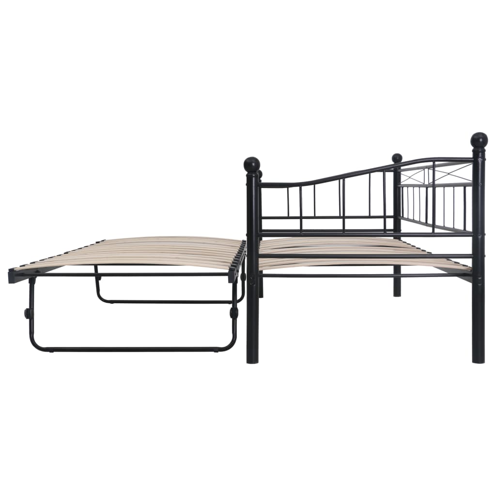 vidaXL Estrutura de cama em aço 180x200/90x200 cm preto