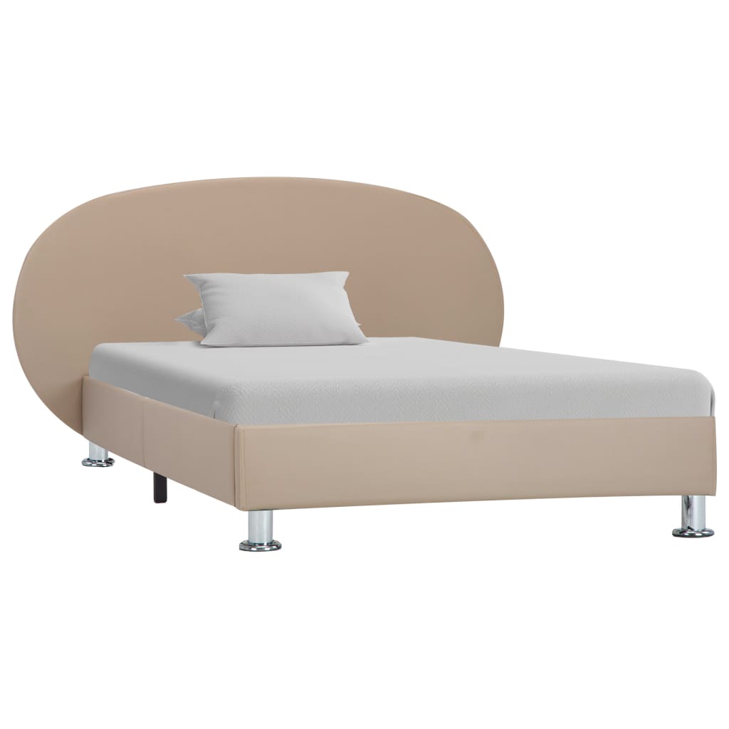 vidaXL Estrutura de cama 100x200cm couro artificial cappuccino