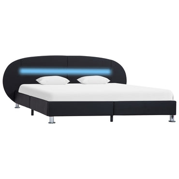 vidaXL Estrutura de cama c/ LEDs 180x200 cm couro artificial preto