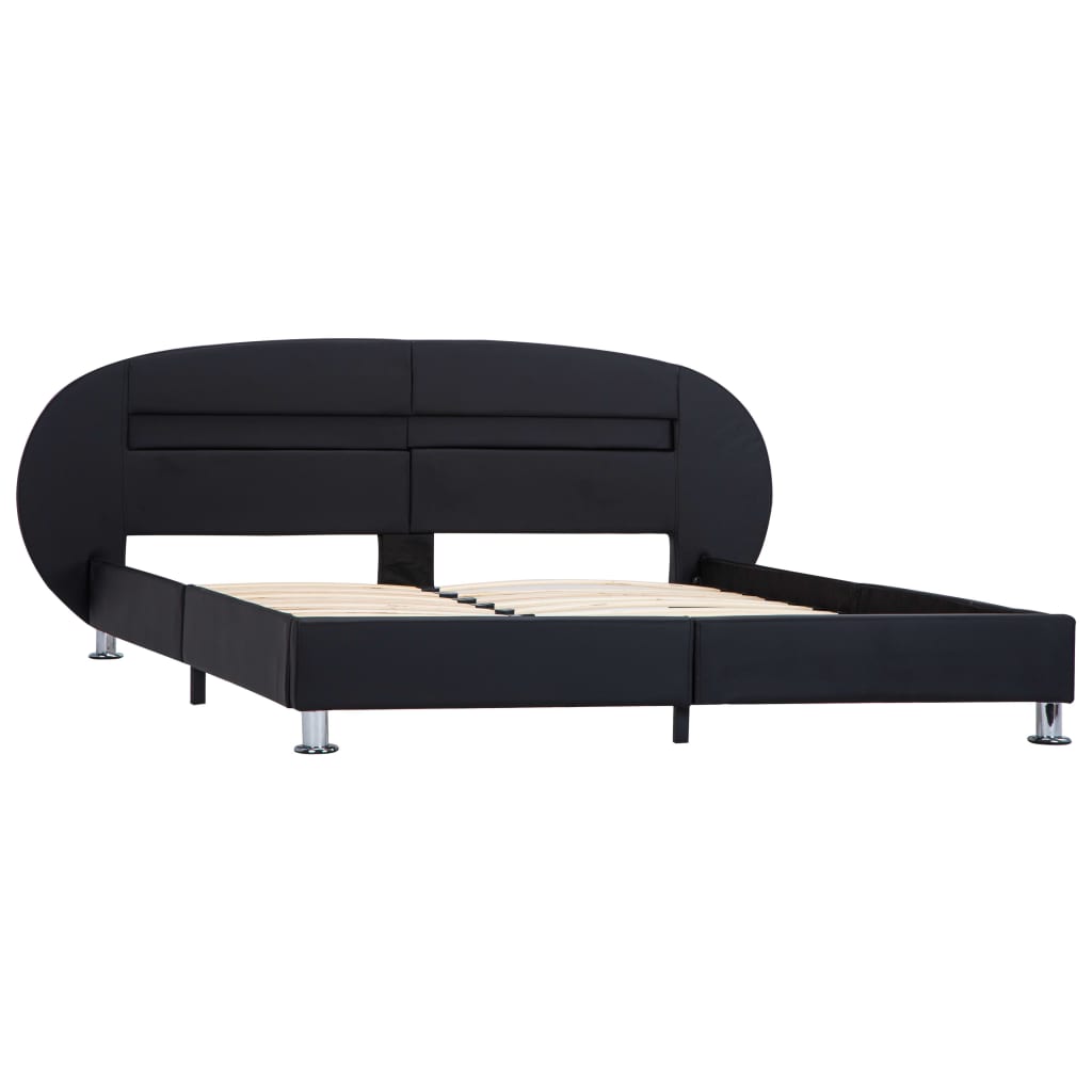 vidaXL Estrutura de cama c/ LEDs 100x200 cm couro artificial branco