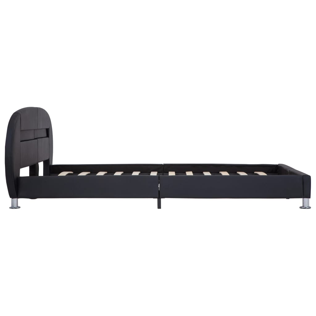 vidaXL Estrutura de cama c/ LEDs 100x200 cm couro artificial branco