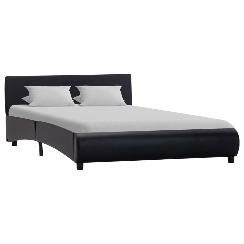 vidaXL Estrutura de cama 140x200 cm couro artificial preto