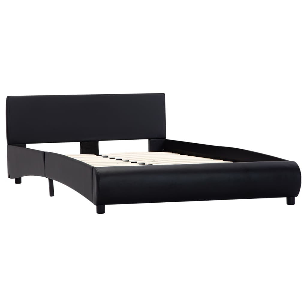 vidaXL Estrutura de cama 140x200 cm couro artificial preto