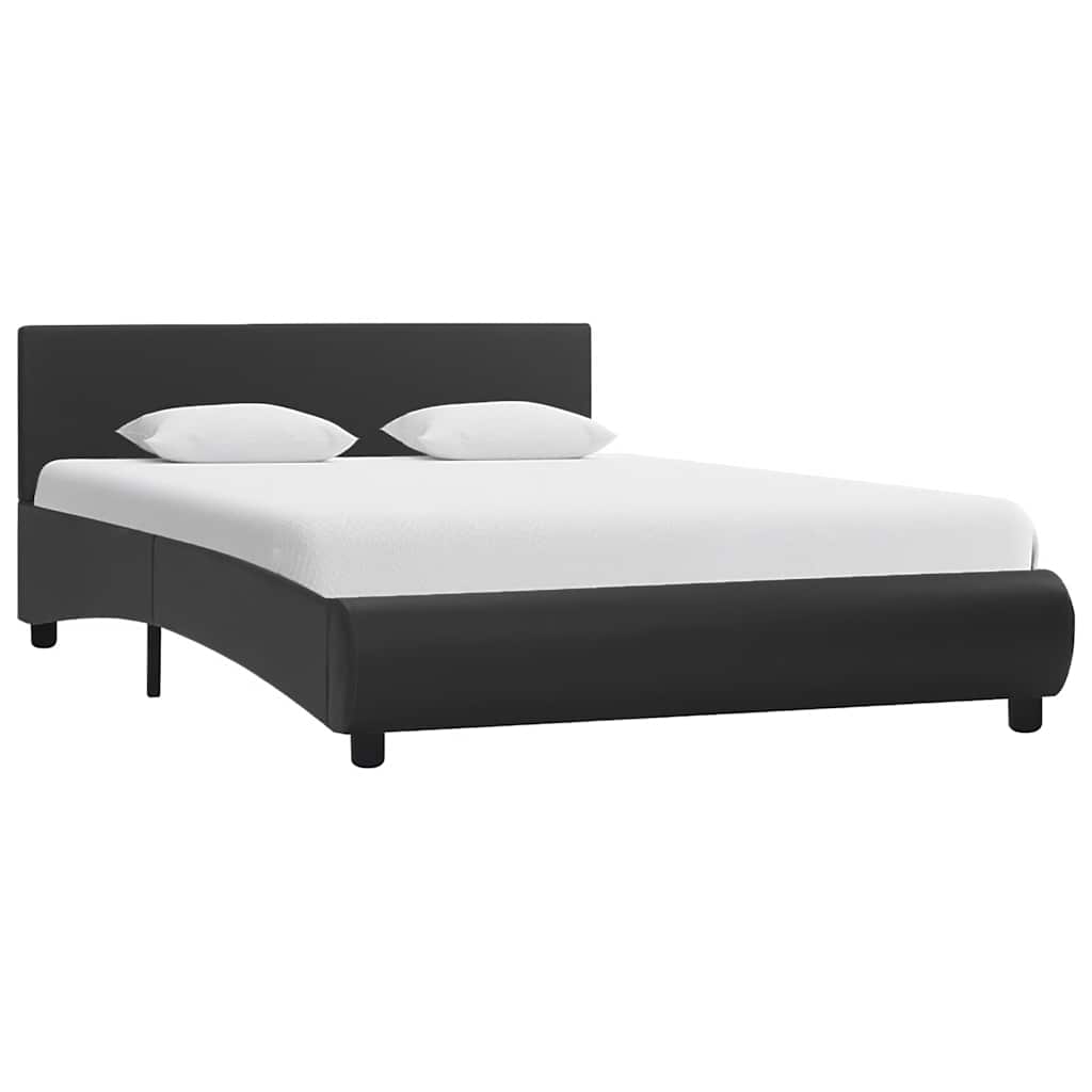 vidaXL Estrutura de cama c/ LED 90x200 cm couro artificial preto