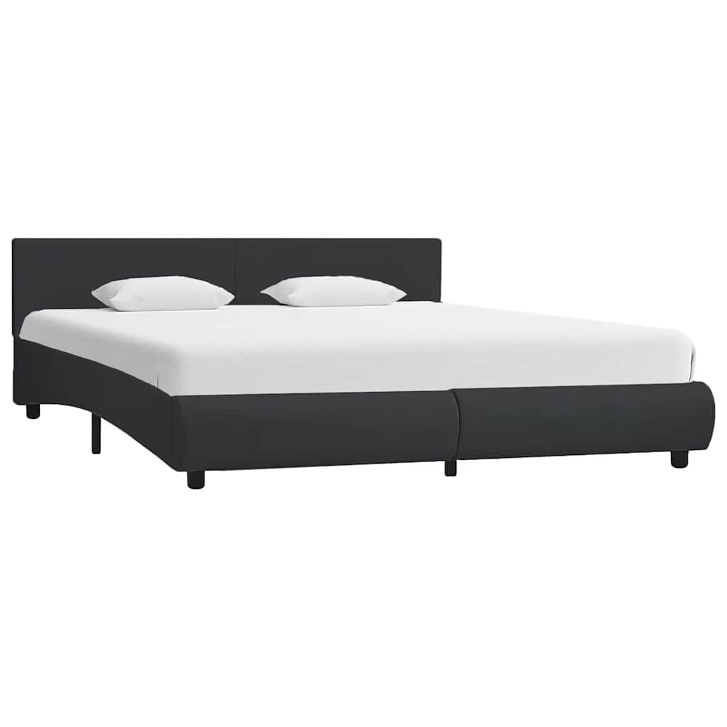 vidaXL Estrutura de cama c/ LED 90x200 cm couro artificial preto