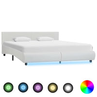 vidaXL Estrutura de cama c/ LED 90x200 cm couro artificial preto