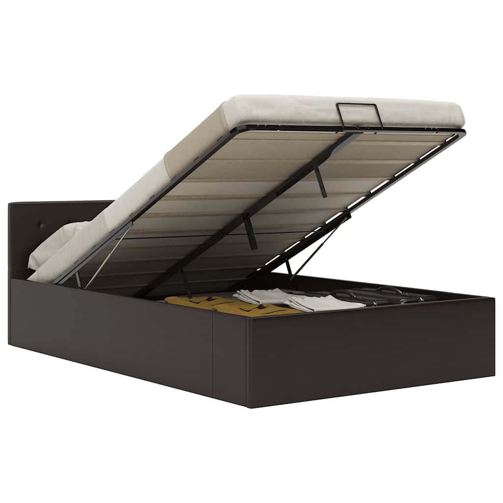 vidaXL Cama hidráulica c/ arrumação 90x200cm couro artificial preto