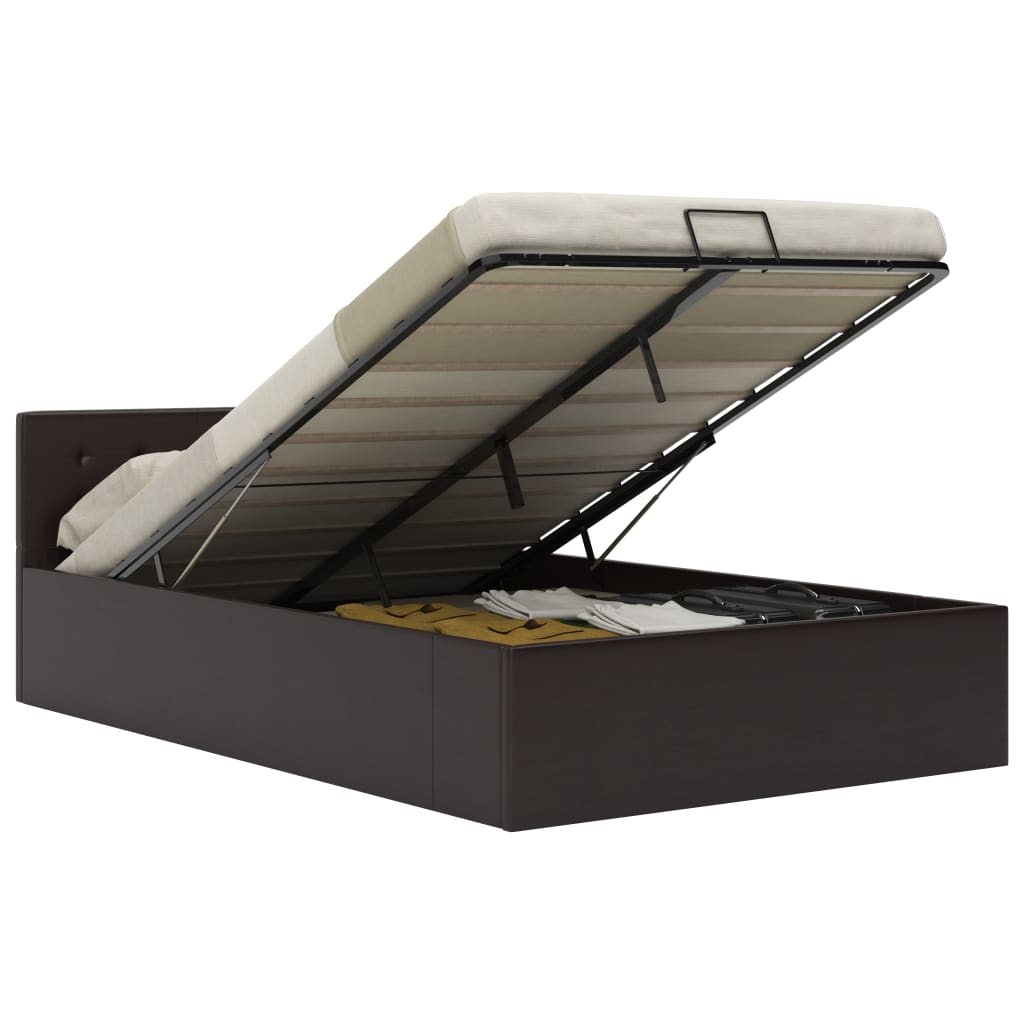 vidaXL Cama hidráulica c/ arrumação 90x200cm couro artificial preto
