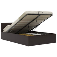 vidaXL Cama hidráulica c/ arrumação 90x200cm couro artificial preto