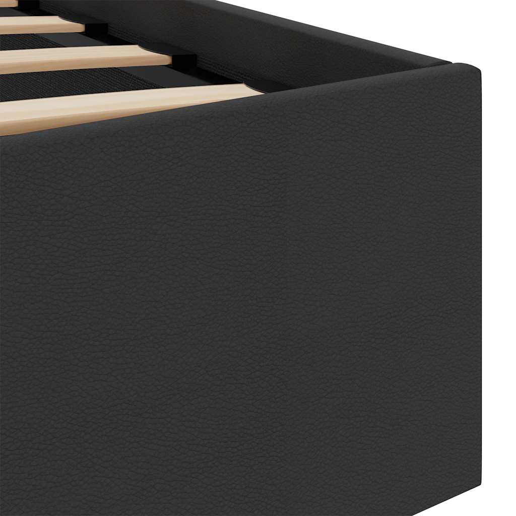 vidaXL Cama hidráulica c/ arrumação LED 90x200cm couro artifi. preto