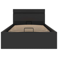 vidaXL Cama hidráulica c/ arrumação LED 90x200cm couro artifi. preto